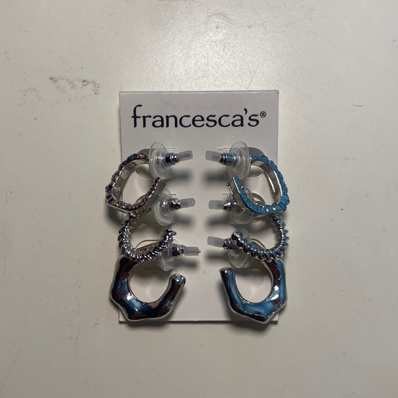 NWT Francesca’s Collection Silver 3 Hoop Earring Set - Picture 1 of 4